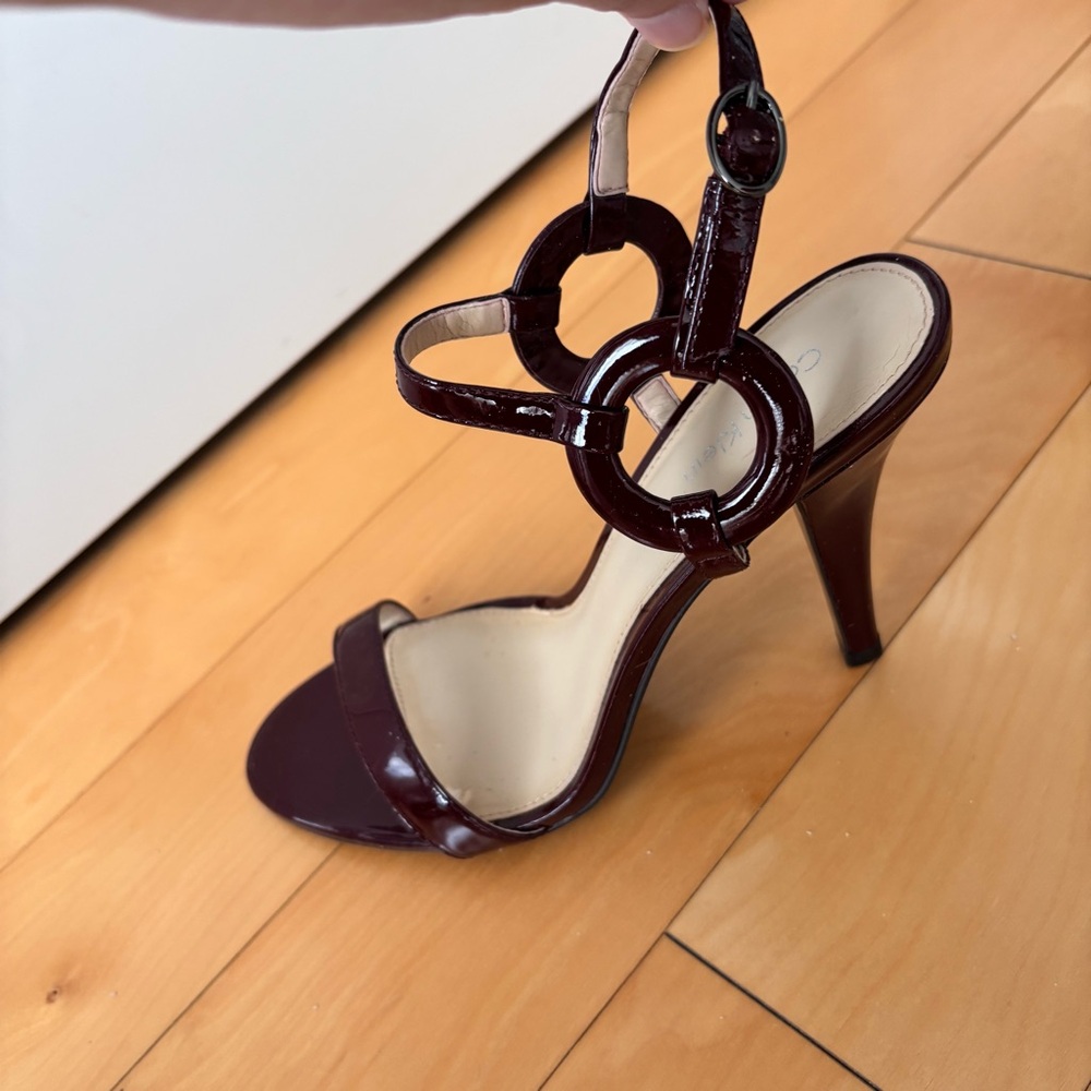 Calvin Klein Burgundy Stiletto Heels with Ankle Strap